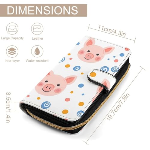 Piglet Polka Dot Swirl Long Wallet for Women Men Purses Coin Pouch Credit Card Holder Organizer2