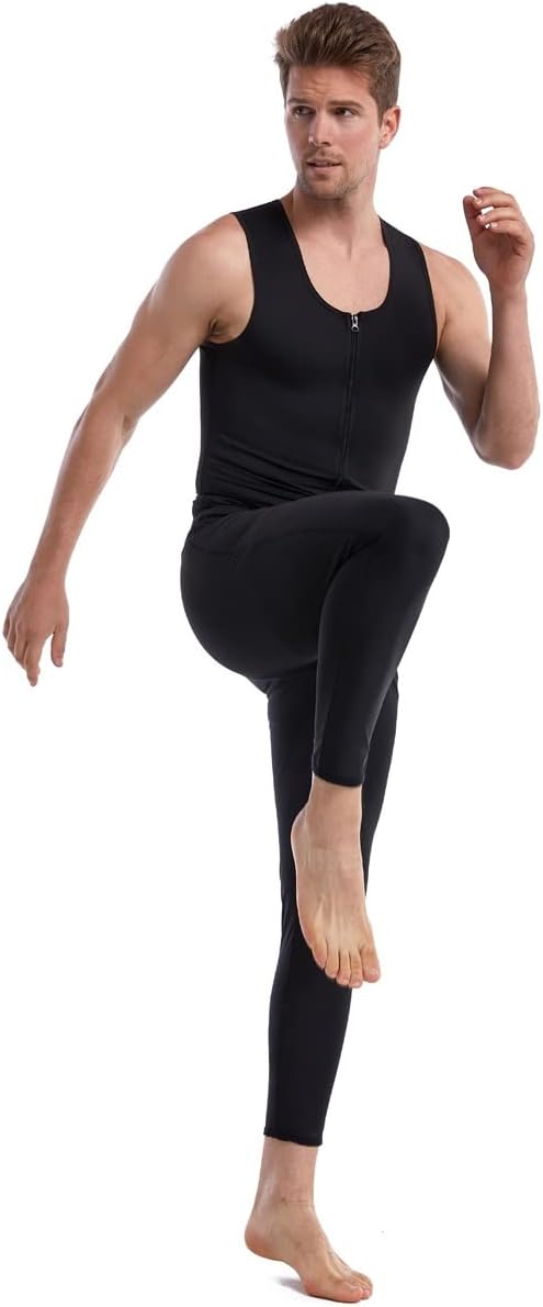 SHYPYG メンシルバーイオンサウナスーツボディシェーパースリミングパンツウエストトレーナーコルセットスウェットベストタンクトップ