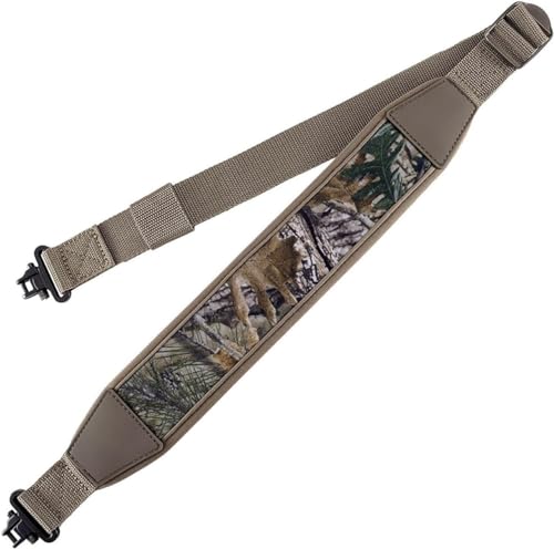 BOOTSTEADY - Portafusil para rifle con pivotes giratorios de calidad militar, correa muy resistente y acolchada en los hombros, con ajuste longitudinal., Khaki & Camo