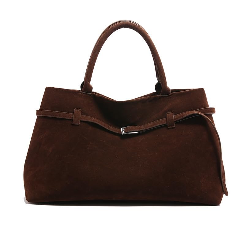 WANWEN Wildleder Handtasche Damen, Wildleder Einkaufstasche, Großes Fassungsvermögen, Leicht und im Vintage-Stil – Perfekt für den Täglichen Weg...