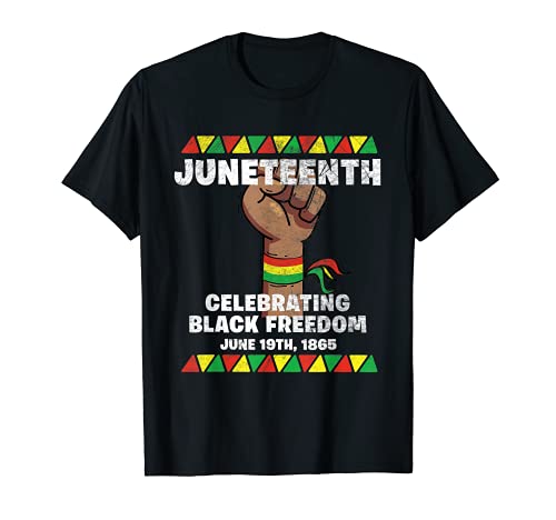Juneteenth Celebrating Black Freedom 1865 Bandiera Black History Maglietta