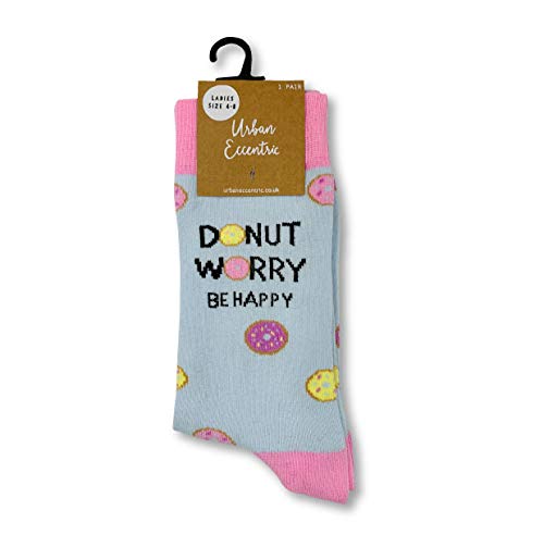 Urban Eccentric Ladies Donut Worry Socks | Gift | 1 Pair | Cotton Rich Socks | Premium Socks | Novelty | Gifts