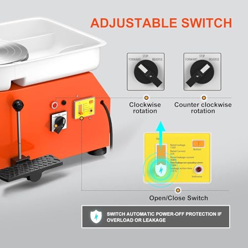 VAYOTOY Elektrische Töpferscheibe 25CM 350W Professionelle Töpferscheibe Formmaschine Keramik Clay Maschine mit Töpferwerkzeugen für Erwachsene, Töpferanfänger, Töpferstudio