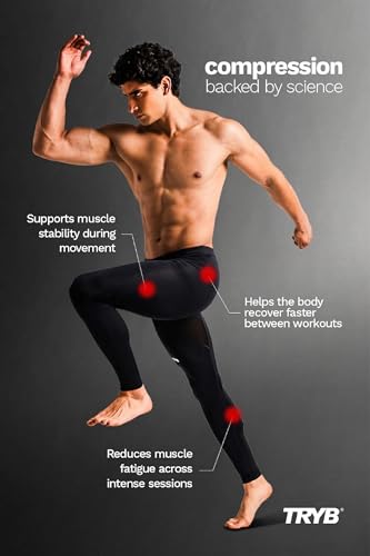 Image of TRYB Men's Compression Shorts & Pants | Sports Innerwear for Gym, Running & Training | Quick Dry, Breathable, 4-Way Stretch, Moisture Wicking, Anti-Chafing Muscle Support Athletic Wear with Pocket
