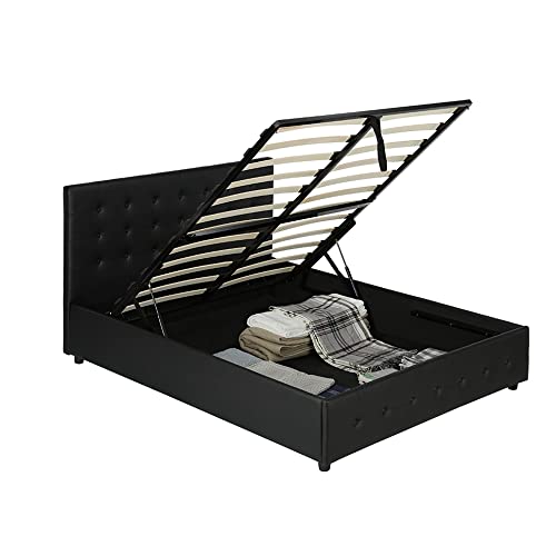 41qTjD4ZkaL DHP Cambridge Gas Lift Upholstered Platform Bed with Storage...