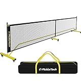PICKLETECH - APB-PW-Yellow - Tragbares Pickleball-Netz mit Rollen - 6,7 m - USAPA-Standards - Indoor & Outdoor - Mit Transporttasche - Profi-Ausrüstung