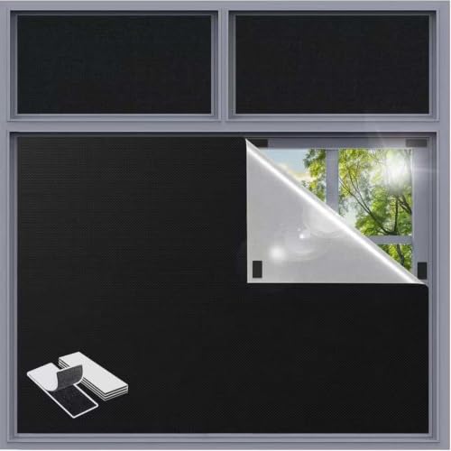 Estor Térmico Opaco sin Taladrar 400X145cm, 100% Estores Opacose Adhesivos Portátiles Cortinas para Anti-Ultravioleta, Anti-mirón, Protección Solar, Aislamiento Térmico