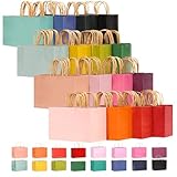 qiqee Wide Paper Gift Bags With Handles 16 Solid Colors Party Favor Bags for presents 12.6'x4.3'x10'（16-Packs）