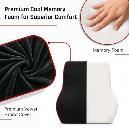 Image of Premium Memory Foam Lumbar Support Pillow by ValorX USA | Orthopedic Coccyx Cushion Waist Support Pillow with Washable Cover