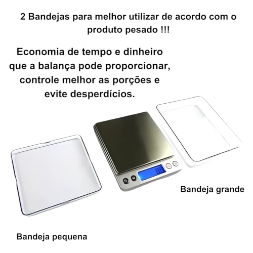 Balança Digital de Precisão Cozinha 0.1g a 2 Kg Premium Com Pilhas, Limpeza Fácil, Design Compacto E