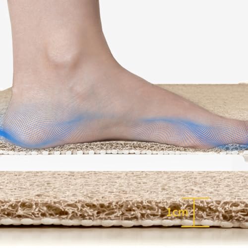 Tappetino da doccia angolare per doccia interna, antiscivolo, anti muffa, tappetino da bagno in luffa, quadrante curvo per bagno zona umida con scarico