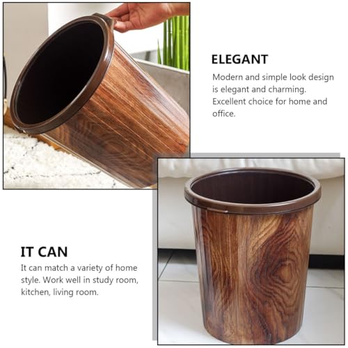 Caneca de basura de plástico imitación madera 10L miniatura 3