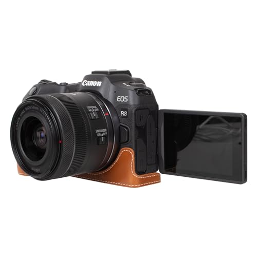 Funda para cámara Rieibi EOS R8 de cuero PU vintage marrón miniatura 6
