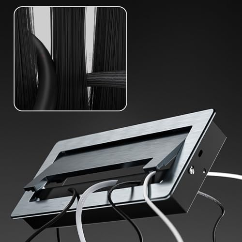 Pasacables de metal rectangular con cepillo protector para escritorios elegantes 4