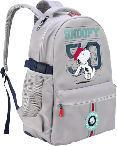TDL Snoopy Peanuts Deluxe Zaino con Spalline Imbottite, Grigio, L