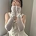 Shulmate Elegant Long Lace Gloves With Japanese Bow Ribbon Designs For Party Evening Event And Fashionable Outfits(White)