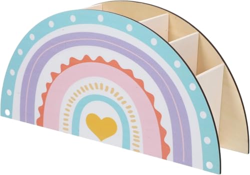 HuaMuDM Kinder Stifte Organizer Holz Regenbogen Schreibtisch Organizer,...