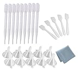Elfenstall- 20pcs Mini Funnel + 20pcs 3ML Plastic Pipettes Dropper + 20PCS Mask Spatula For Mixing And Sampling Refillable Essential Oil Bottle Makeup Must Tool