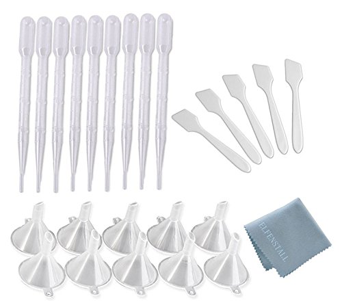 Elfenstall- 20pcs Mini Funnel + 20pcs 3ML Plastic Pipettes Dropper + 20PCS Mask Spatula For Mixing And Sampling Refillable Essential Oil Bottle Makeup Must Tool