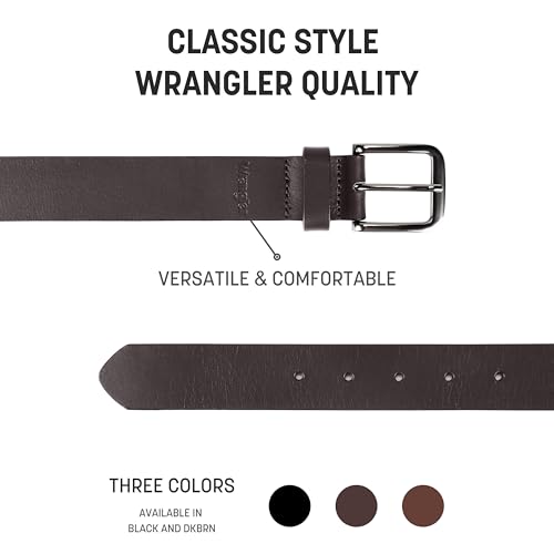 Image of Wrangler Men's Full Grain Genuine Leather 35mm Thick Casual Belt for Jeans, Pants