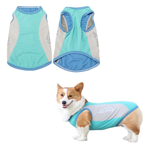 犬服 夏用 冷感 犬の服 水で濡らす 犬 クールベスト メッシュ 薄手 涼しい 犬用夏服 通気性 接触冷感 犬 ひんやりベスト 熱中症対策 反射機能 犬用シャツ 小型犬 中型犬 大型犬 (グリーン, 3XL)