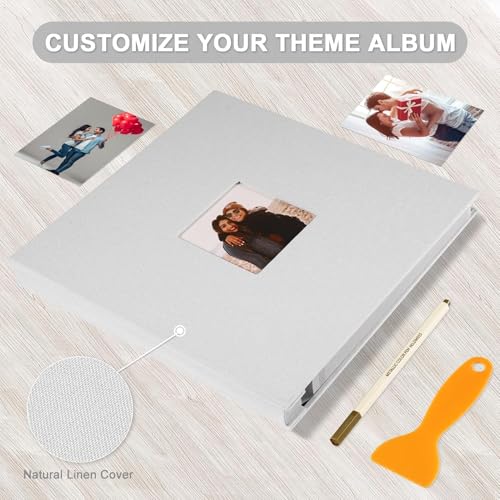 Image of Amazon Brand - Umi Self Adhesive Photo Album Scrapbook Album 20 Sheets /40 Double Sided Pages DIY Photo Album For Family Portraits Wedding Anniversary Birthday Memory Book (White)