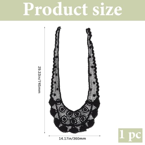 Black Crochet Floral Scarf Knit Bandana Head Kerchief Hair Wraps Vintage Lace Flower Pattern Hollow Out Shawls False Collars Scarves for Women Costume Accessories Hair Styling Decoration2