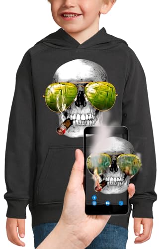 Sweat à capuche crâne cigare noir 12 ans avec effet 3D en réalité augmentée