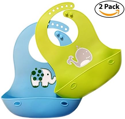 Silicone Baby Bibs- 2 Pack Baby Bibs for Boys and Girls