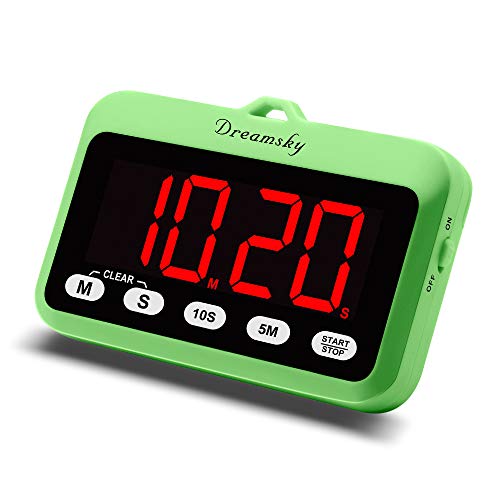 DreamSky Digital Kitchen Timer with Large Red Number Display, Count Up/Down Timer, Magnetic