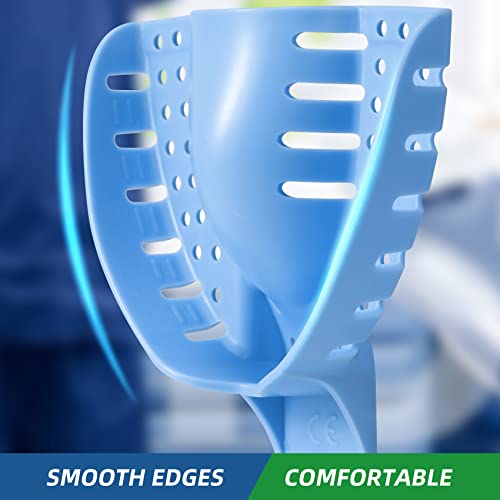 Annhua Dental Impression Trays Autoclavable 10 Pcs, Perforated Impression Trays Set Plastic Teeth Holder For Dental Clinic, Lab Equipment, Dental Students - Blue #TOP4