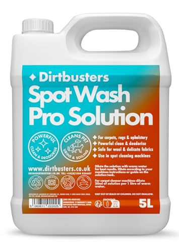 Dirtbusters Spot wash Carpet Cleaner Shampoo Solution (5L) Deep Cleaning Treatment To Clean, Neutralise Odours & Remove Stains, Wool & Delicate Fabric Safe