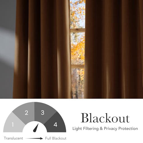 Image of NICETOWN Short Faux Linen Gold Brown Blackout Curtains 63 inches Long for Kitchen - Privacy Panels for Living Room Bedroom, Modern Farmhouse Style Easy Care Grommet Top, 2 Panels, W42 by L63