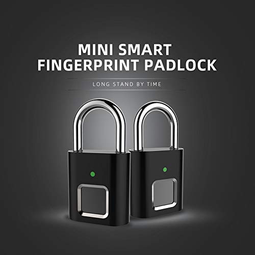 Denpetec-Fingerprint-Padlock-Fingerprint-Smart-Lock-Waterproof-Keyless-Anti-Theft-Security-Digital-Lock-Portable-for-Locker-Gym-Door-Luggage-Suitcase-Handbags-WardrobesBlack
