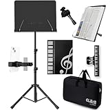 GLEAM 譜面台 - 楽譜スタンドメタルキャリングバッグ付き 2つの功能 楽譜ファイル付 楽譜クリップ付 収納バッグ付 読書台 筆記台 スペクトルスタンド 三脚 楽譜たて