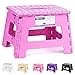 HOUSE DAY Składany stołek ze schodkami, lekki, plastikowy, składany stołek 23 cm, dla dzieci i dorosłych, antypoślizgowe składane stołki do kuchni, łazienki, sypialni, różowy