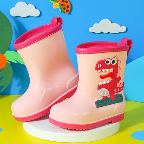 IWIHMIV Toddler Rain Boots Lightweight Rubber Rainboots with Easy-On Kids Outdoor Non Slip Comfortable Water Shoes2