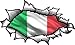 Ovale Strappati Aperto Strappato Effetto Metallo Design con Italia Italiano il Bandiera Tricolore Vinile Adesivo per Auto 150x90mm