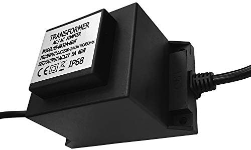 CNBRIGHTER Waterproof 12V AC Transformer, 5A 60W, 220-240V AC to 12V AC LED Power Supply, Voltage Converter LED Driver,Adapter for Outdoor Landscape Lighting/Swimming Pool Light (60 Watts)