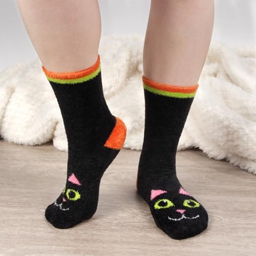 Image of BambooMN Super Soft Warm Cute Women's Animal Non-Slip Fuzzy Fluffy Crew Winter Home Socks