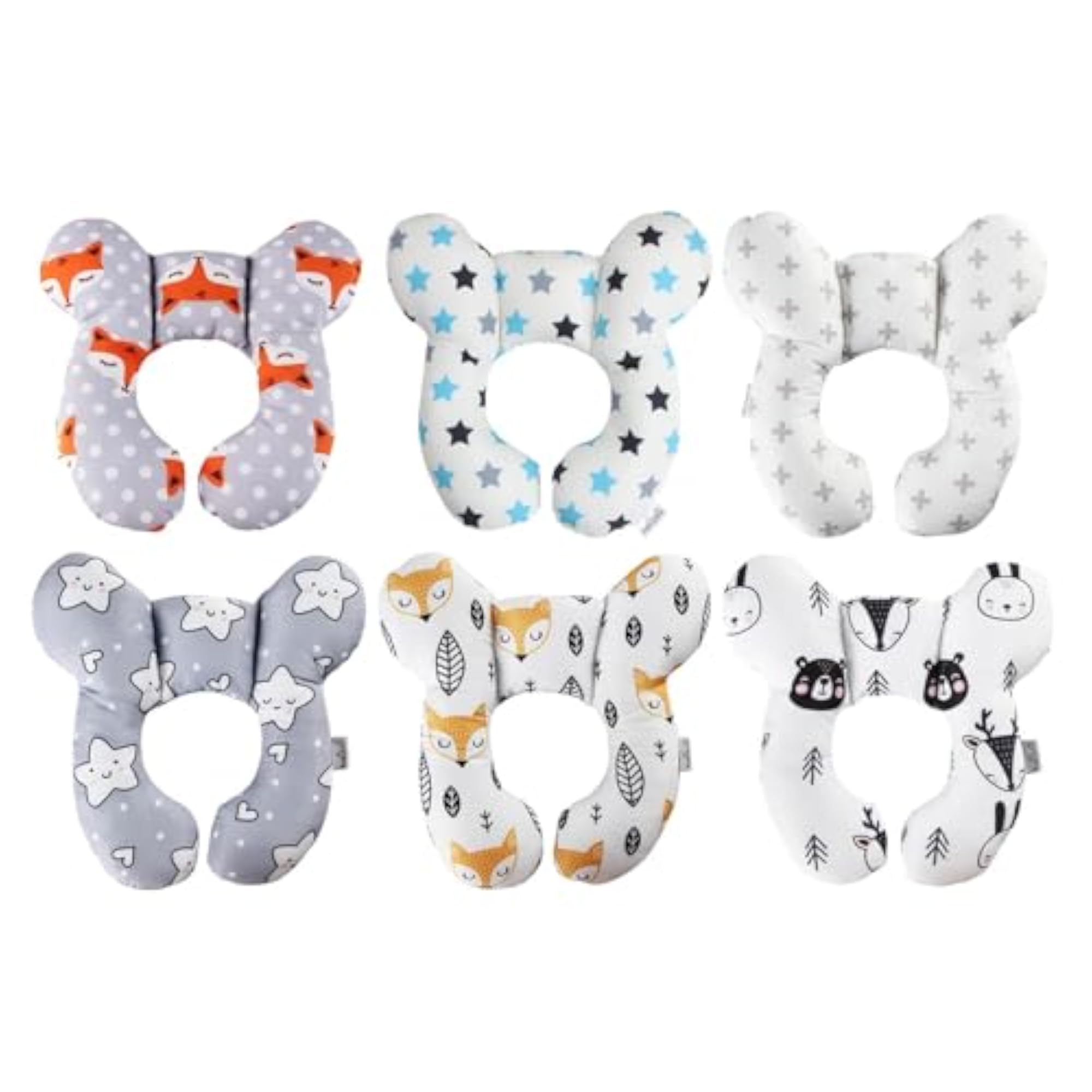 U Shaped Head Neck Support Pillow for Infants, Fox Design