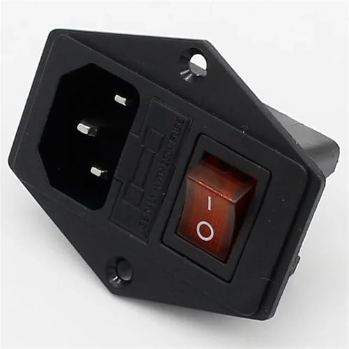 Toma de corriente con interruptor basculante CA de 3 pines, conector macho C14 y portafusibles de 10A