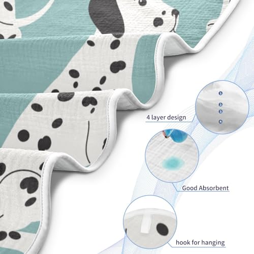 Image of Dalmatian Dogs Hooded Towel - Ultra Soft & Absorbent Muslin Cotton Bath Towel for Babies, Toddlers, Newborn - Boys & Girls Essential 30 inchx30 inch