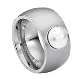Heideman Damen-Ring coma 11 glanzmatt perle weiß 64 perle weiß 8 mm Ringe mit Perlen Perlenschmuck Zuchtperle Edelstahl Größe 64 (20.4) hr9111-1-11-64