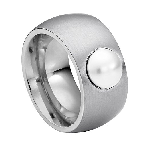 Heideman Anillos Mujer de Acero Inoxidable Color Plata 925 Mate Anillo Mujer con Swarovski Perla Blanco