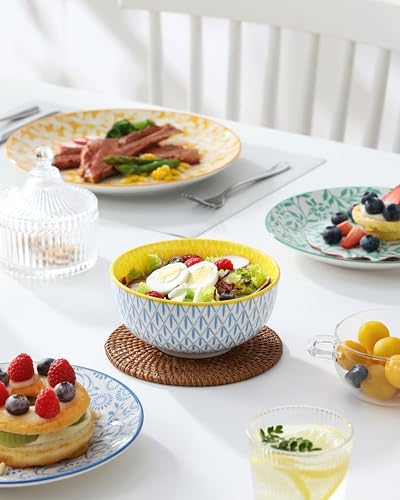 Image of vancasso SELENE Plates and Bowls Set for 4, 12 Pieces Dinnerware Sets, Mircowave and Dishwasher Safe Dishes Set, Porcelain Pastel Dinnerware