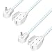 Cable Matters 2 Pack Premium Braided 3 Outlet Flat Extension Cord 2 Prong with Low Profile Plug - 6 Feet