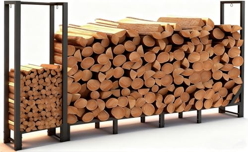 Shomextol Soporte de leña para interiores y exteriores de 8 pies para chimenea de madera