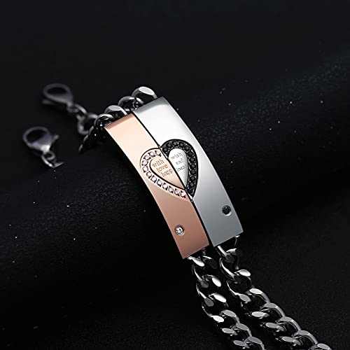 Aienid Matching Bracelets for Couples,Matching Necklace Set for Women Men Love Heart Pendant Necklaces Couple Gift3