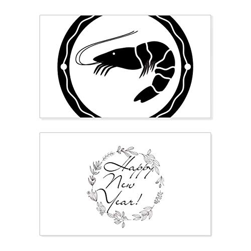 Tarjeta de Año Nuevo con camarón conmemorativa de la colección Black Marine Life